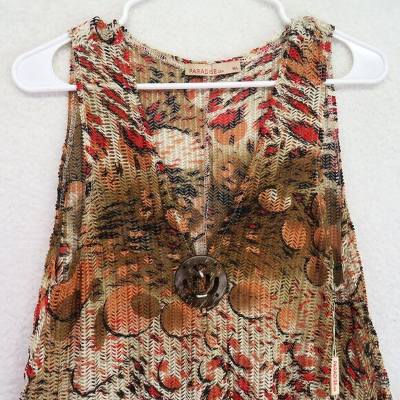 Paradise Coverup Womens Size Medium Sleeveless Boho Tunic Mesh Animal Print New - Picture 3 of 9